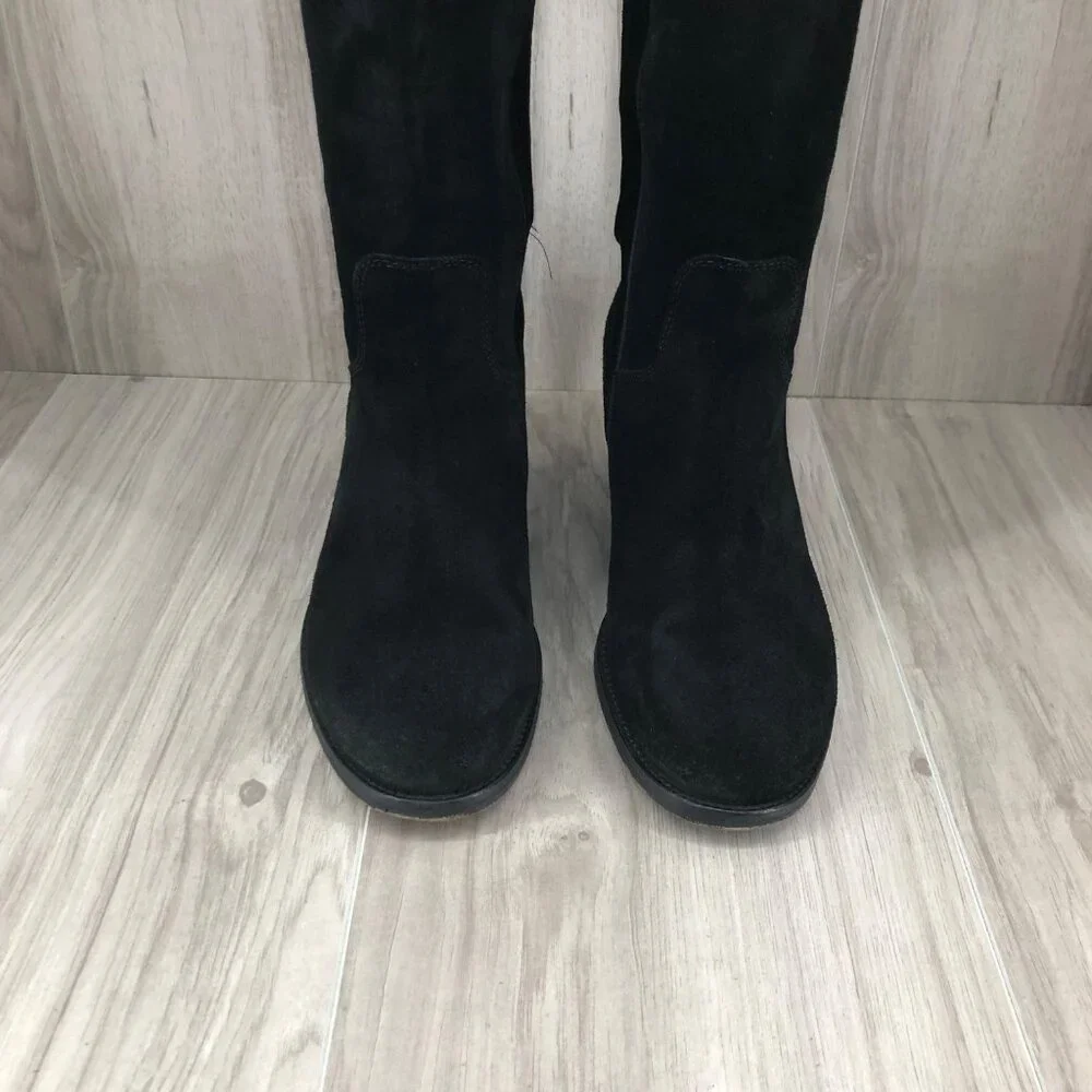 Alberto Fermani OTK Boots Womens EU 37 Black Suede Pull On Over the Knee